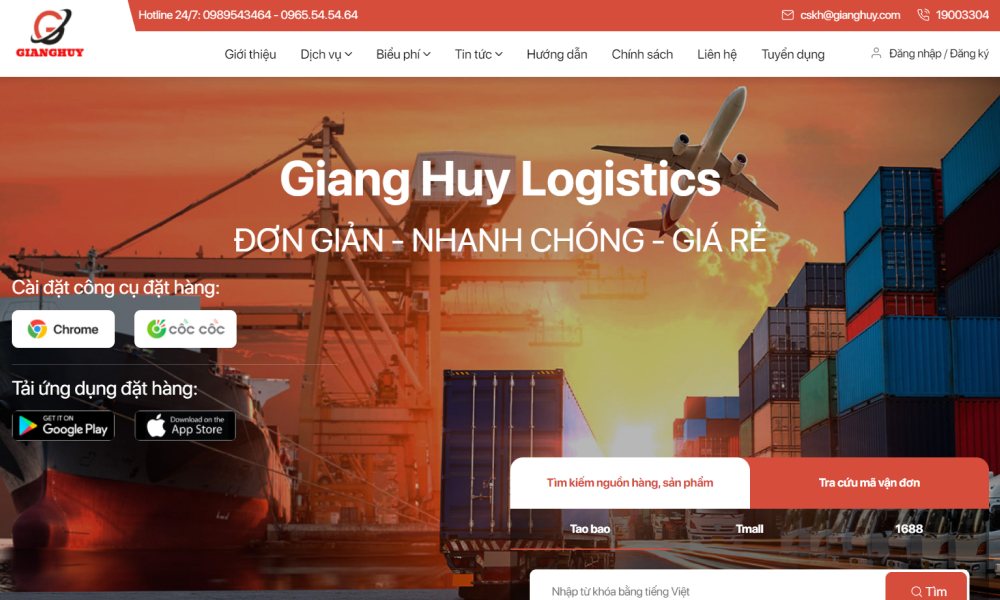 Ứng dụng mua hàng Quảng Châu của Giang Huy Logistics