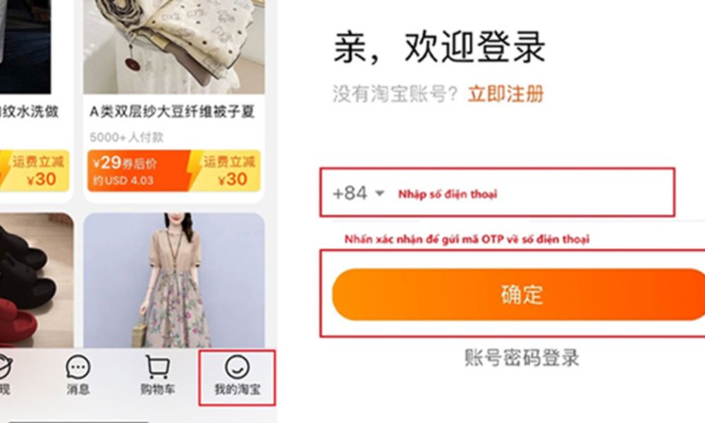 Nhập số điện thoại để nhận mã xác minh và hoàn tất đăng ký