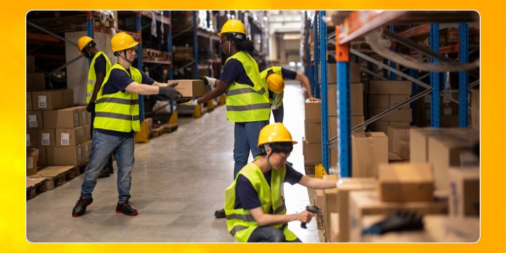 Lựa hàng để gửi hàng đi từ kho logistics