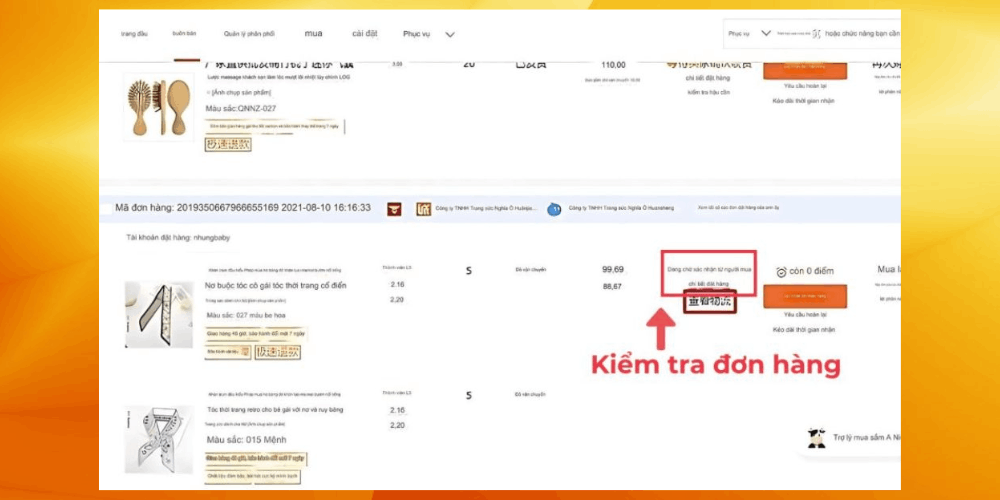 Check mã vận chuyển Trung Quốc tại mục số vận đơn