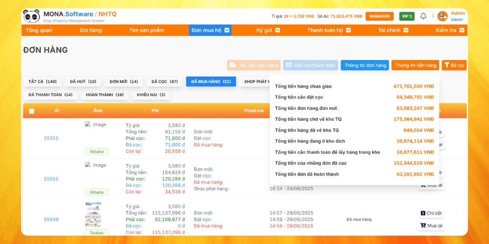Theo dõi thanh toán đơn hàng chính xác