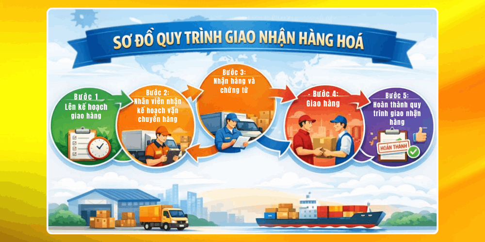 Sơ đồ quy trình giao nhận hàng hóa xuất khẩu chi tiết