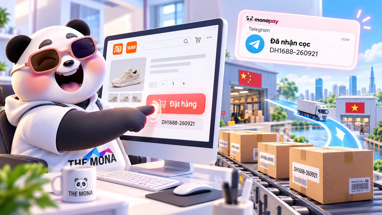 thu tiền đơn nhập hàng trung quốc tự động với mona pay
