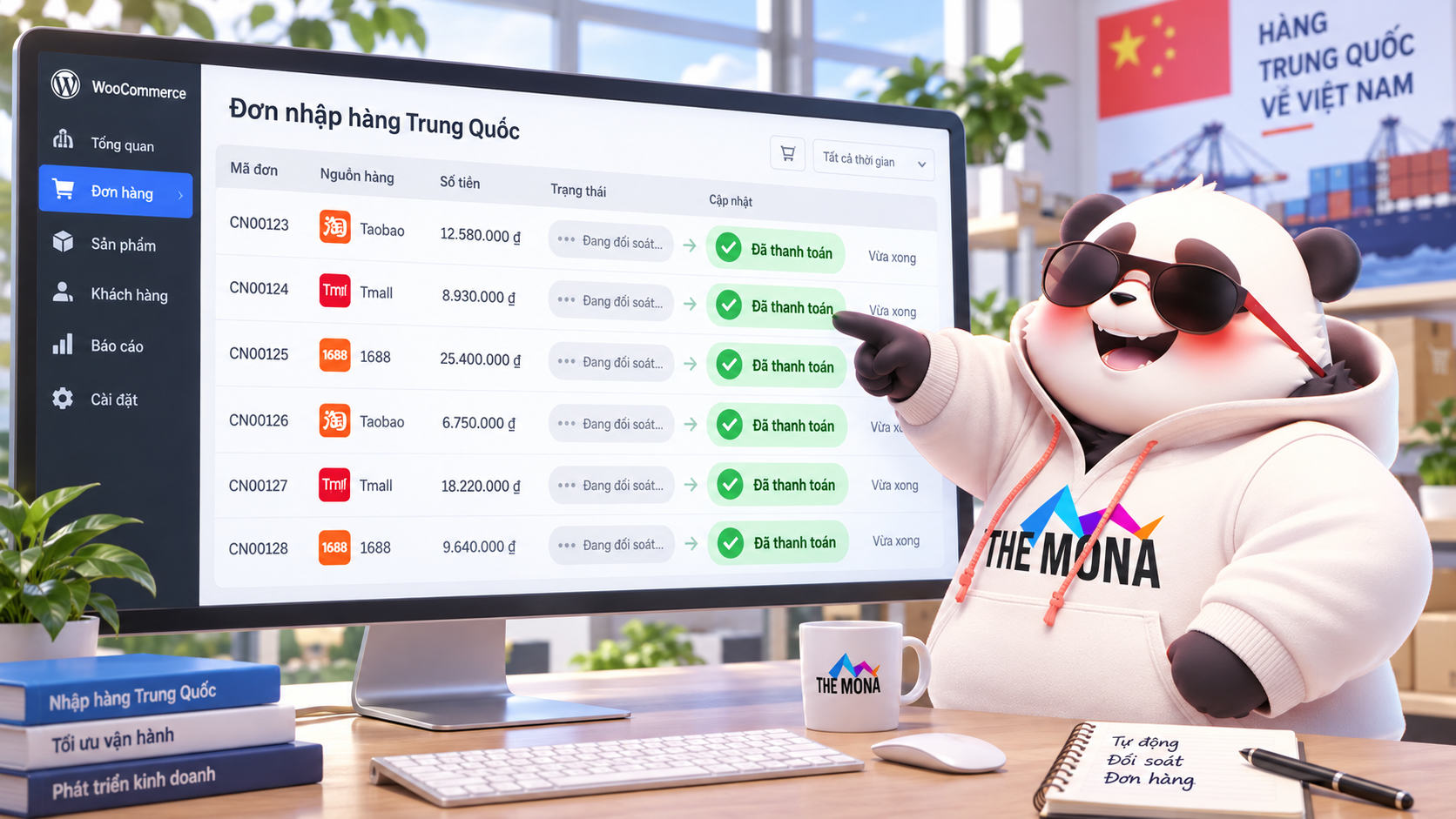 thu tiền đơn nhập hàng trung quốc tự động với mona pay